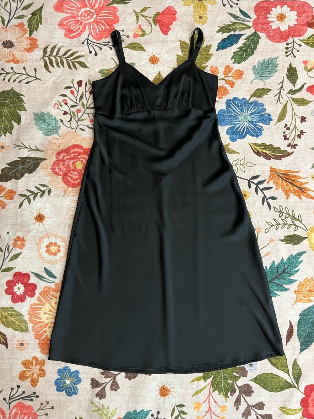 sofia by sofia vergara Black Satin Midi Slip Dress